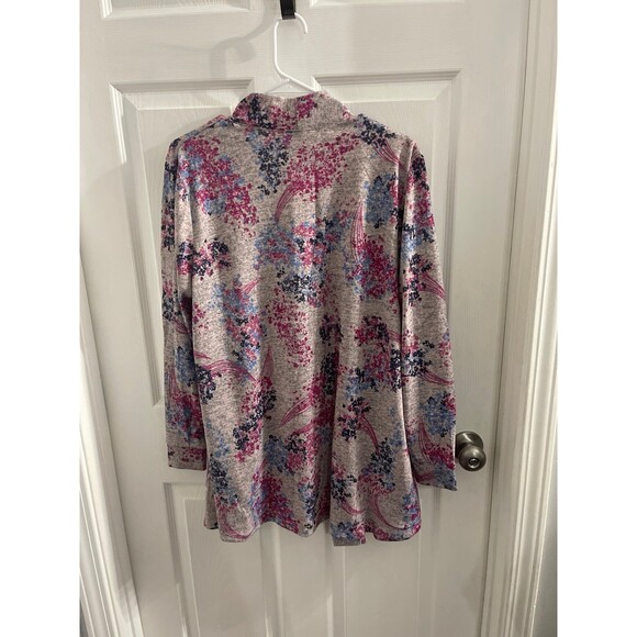 Lane Bryant Heather Gray Floral Cardigan Size 14/16 - Picture 2 of 6